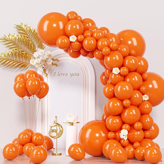 Orange Balloons Arch Kit,130pcs Light Orange Balloons,18 12 10 5 Inch Pastel Orange Latex Balloons Garland for Birthday Graduation Baby Shower Halloween Christmas Wedding Party Decorations