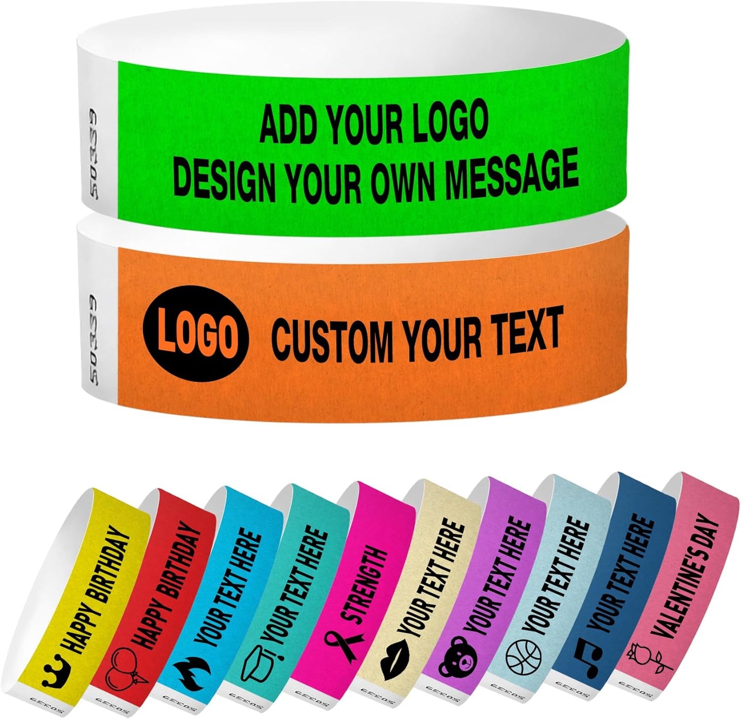 Wrist Bands for Events Custom Wristbands for Events Personalized Wristbands Tyvek Custom Wristband Customized Paper Arm Bands for Business Logo Party Custom Wrist Band Customizable Bracelet