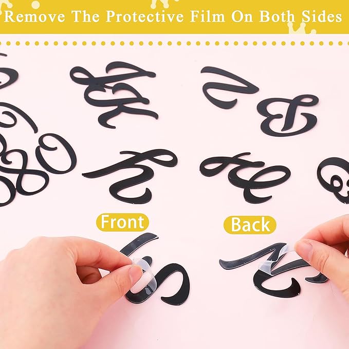 64 Pcs Acrylic Number & Alphabet Cake Toppers - A-Z Letters, 0-9 Numbers, Black - DIY Personalized Name Cupcake Toppers for Weddings, Birthdays, Party Decorations