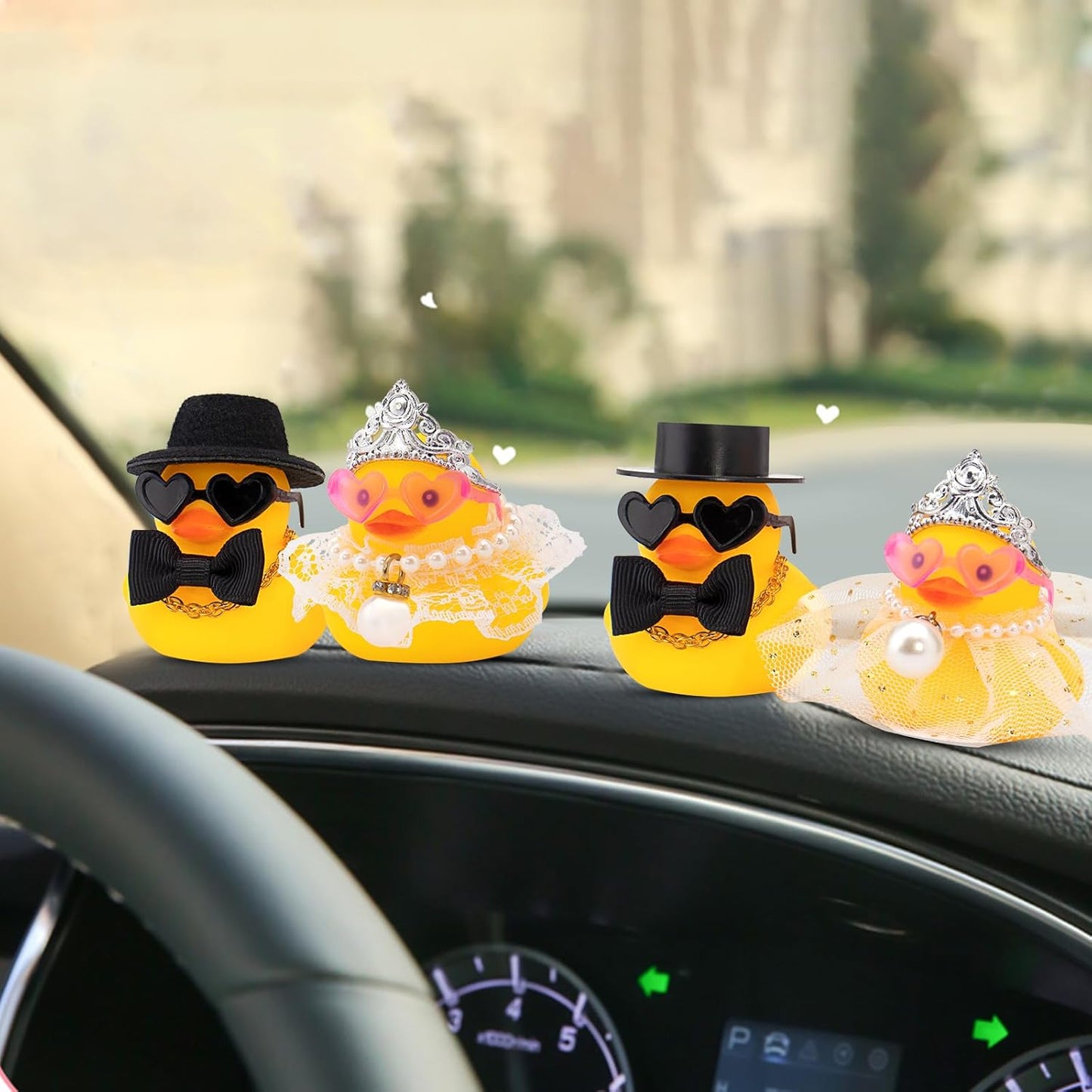 wonuu Pair Set of 2 Bride and Groom Rubber Ducks for Wedding Favors, Party Favors, Ceremony Gift Set, Marriage Souvenir, Marry Blessings, Aniversary Present, White Dress&Short Top Hat