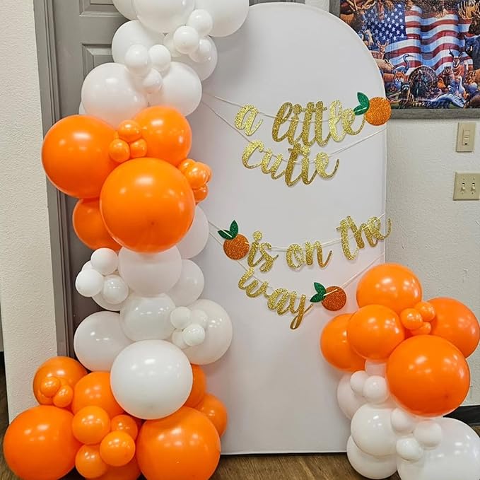 YMSZ Orange Balloons Arch Kit, 134pcs Orange and White Balloons for Birthday, Graduation, Baby Shower Party Decorations