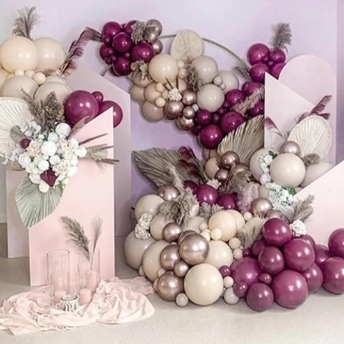 PartyWoo Dark Purple Balloons 140pcs Different Sizes Pack of 18 12 10 5 Inch Dusty Plum Royal Purple Boho Neutral Balloon Arch Kit for Baby Shower Butterfly Birthday Party Decorations Purple-F13