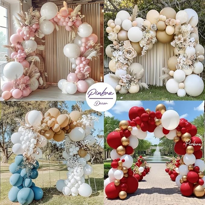 Double Stuffed White Balloon Garland - Pastel White Balloons Different Sizes 18/12/5 Inch Matte Latex Arch for Birthday Baby Shower Bridal Shower Wedding Easter Party Decorations