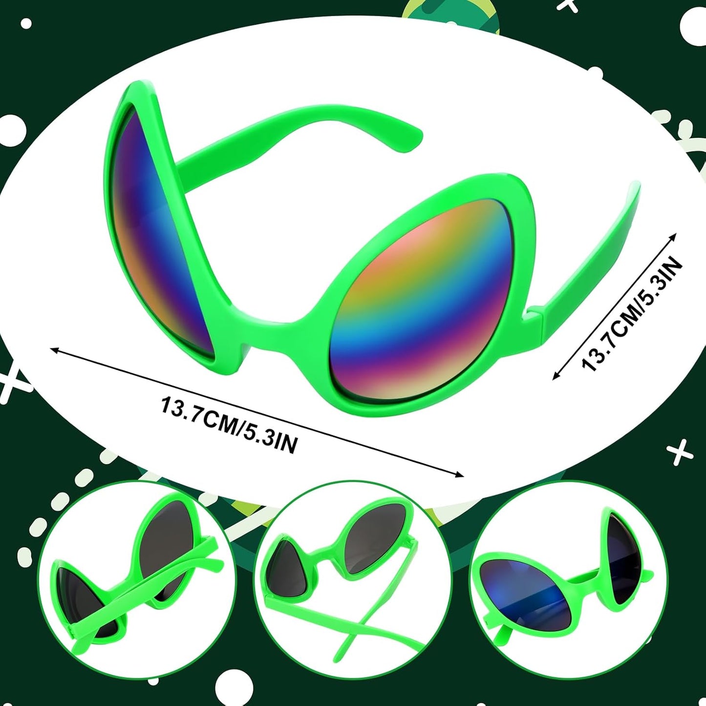 Bencailor 12 Pack Halloween Alien Glasses with Lenses Funny Glasses for Alien Costume Accessories Halloween Night Party Favor (Green)