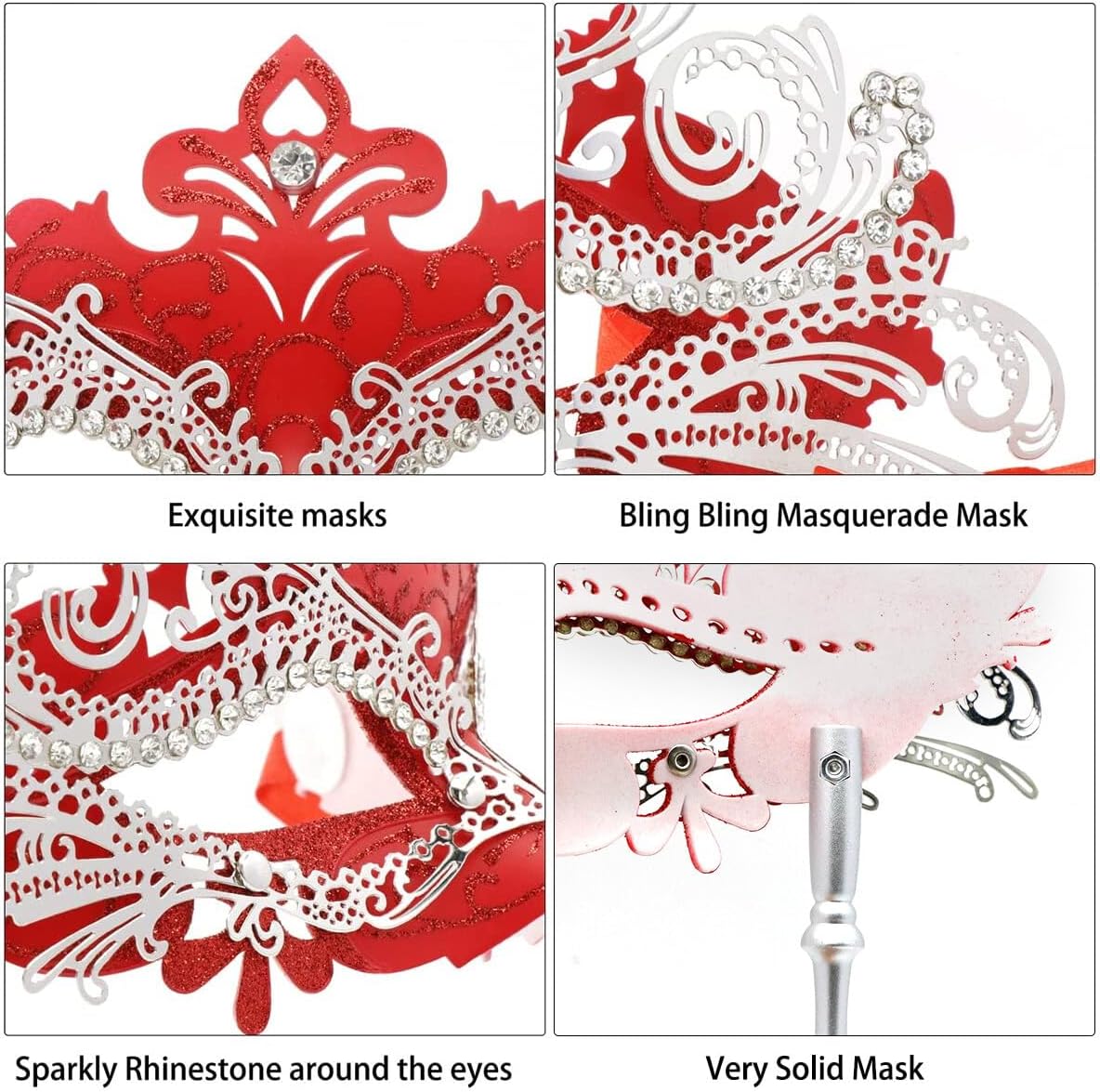 Coddsmz Masquerade Mask with Stick Venetian Mask Mardi Gras Decorations for Womens Halloween Costume Mask