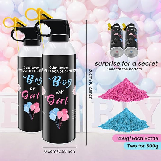Colorful Corn Powder 2Pack Gender Reveal Fire Extinguisher Blue or Pink Smoke for Boy or Girl Reveal Party Gender Reveal Extinguishers Colored Powder for Baby Gender Reveal Party Decorations Ideas