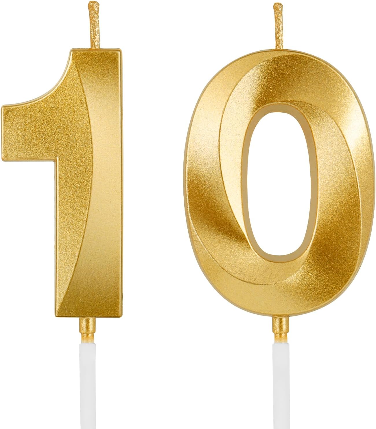 Birthday Candles, 1.96 Inch Number 10 Happy Birthday Candles, Number Candles Decoration for Birthday Party and Anniversary Celebration(Champagne Gold)