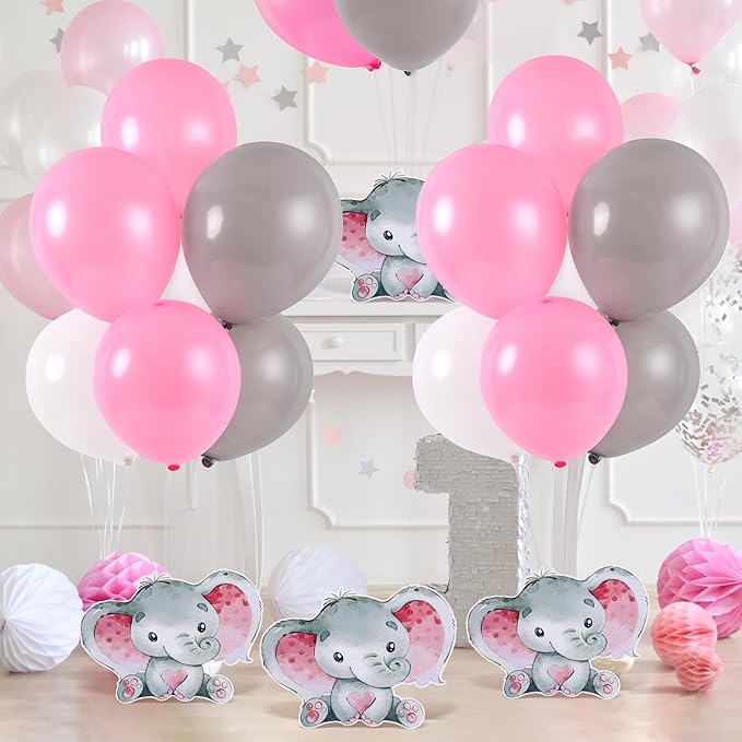 4 Sets Elephant Baby Shower Balloon Stand Kit for Tables Elephant with Balloon Centerpieces Party Decor for Girls 3D Table Decoration for Kids Party Baby Shower Photo Props Supplies