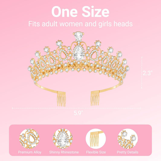 Birthday Tiara and Crown with Sash, Birthday Tiara for Women Party