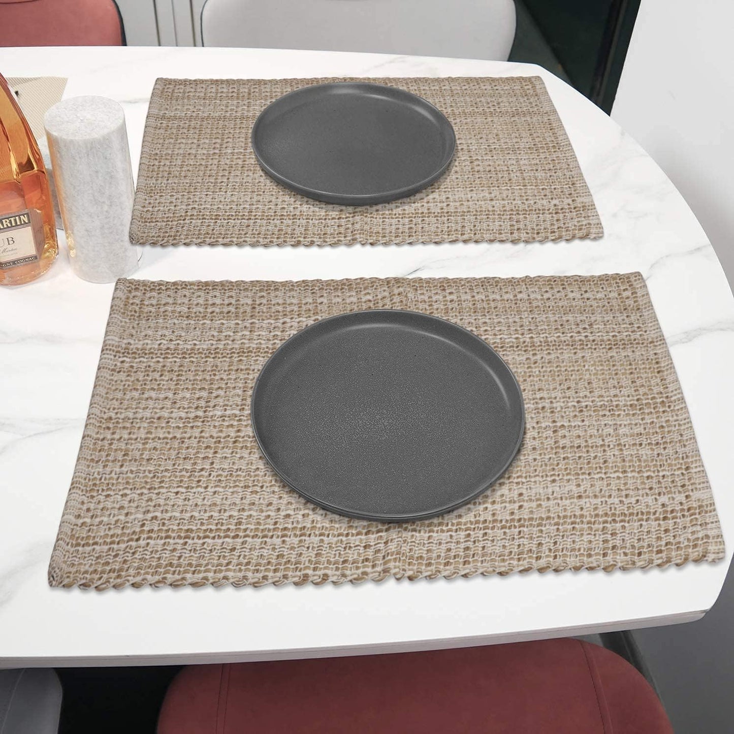 Urban VillaPlacemats for Dining Table 100% CottonPlacemats 14''x20'' Over Sized Tablemats Set of 6 Placemats Egg Shell Two Tone Tablemats for Family Dinners Wedding Parties Everyday UsePlacemats