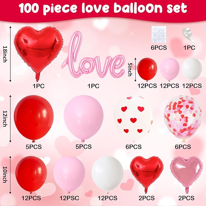 Mothers Day Balloon Arch Garland Kit, Pink Red White Latex Balloon with Happy Mother Day Love Heart Mylar Foil Balloons for Motherday Best Mon Ever Wedding Anniversary Birthday Party Decorations