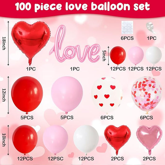 Mothers Day Balloon Arch Garland Kit, Pink Red White Latex Balloon with Happy Mother Day Love Heart Mylar Foil Balloons for Motherday Best Mon Ever Wedding Anniversary Birthday Party Decorations