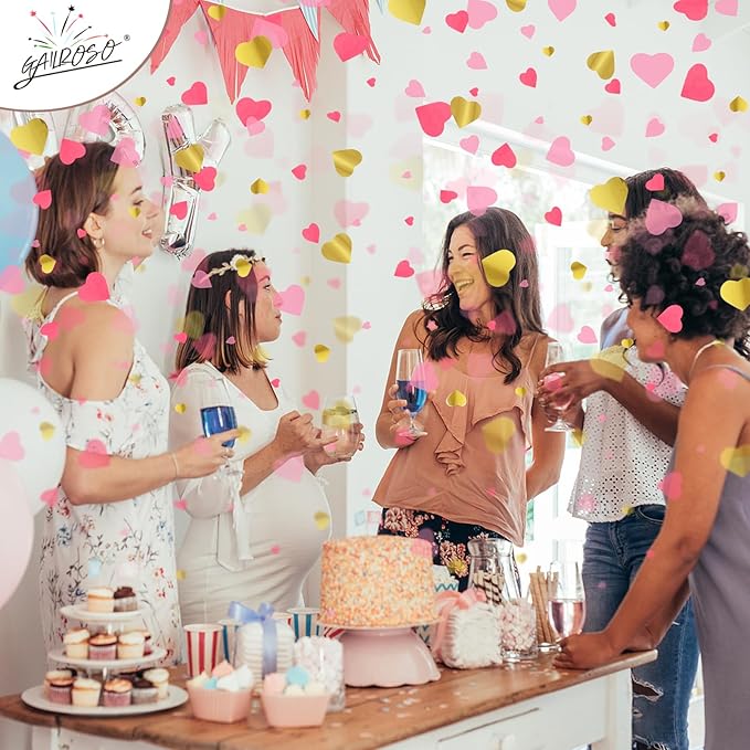 Gender Reveal Confetti Cannon,4 Pink Paper Connon Safty Party Poppers Shoots 20-25ft,12 inch Upgrade Firmware Baby Shower Gender Maternity Shoots Reveal Party Supplie