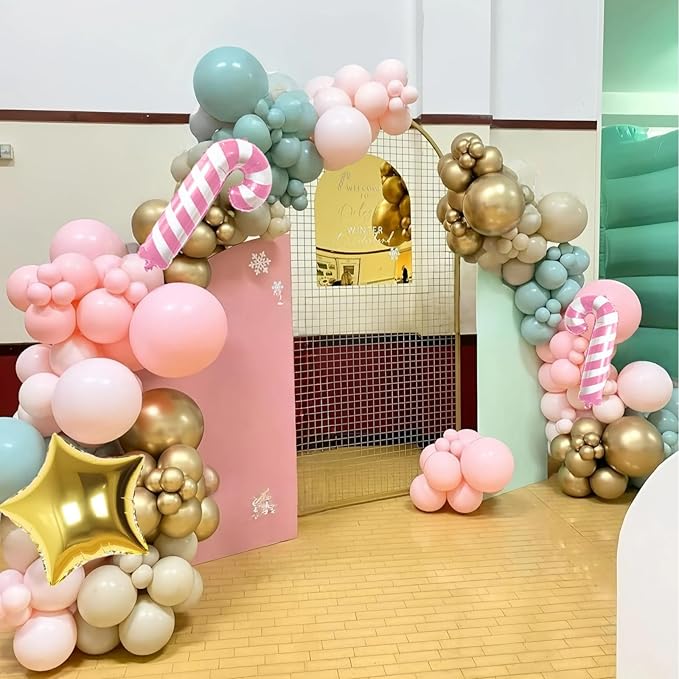 Pastel Balloon Arch Garland Kit, Macaron Pink Green White Gold Latex Party Balloons Pastel Color Easter Balloon for Easter Spring Wedding Graduation Baby Shower Birthday Party Decorations