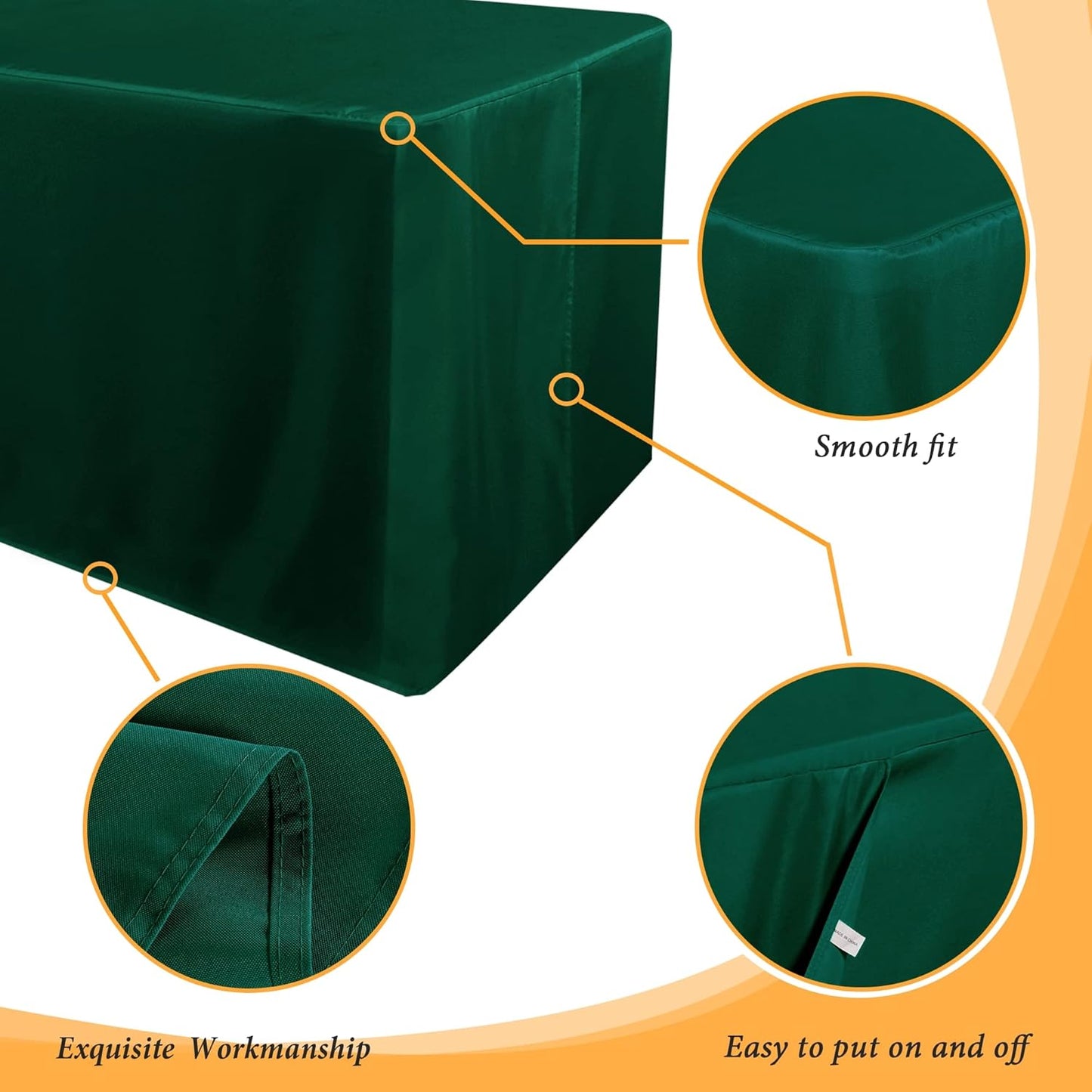 Obstal 2 Pack Blackish Green Table Cloths for 6 Foot Rectangle Tables - Water Resistant Washable Fabric Polyester Rectangle Table Cover Protector for Wedding, Banquet and Trade Shows