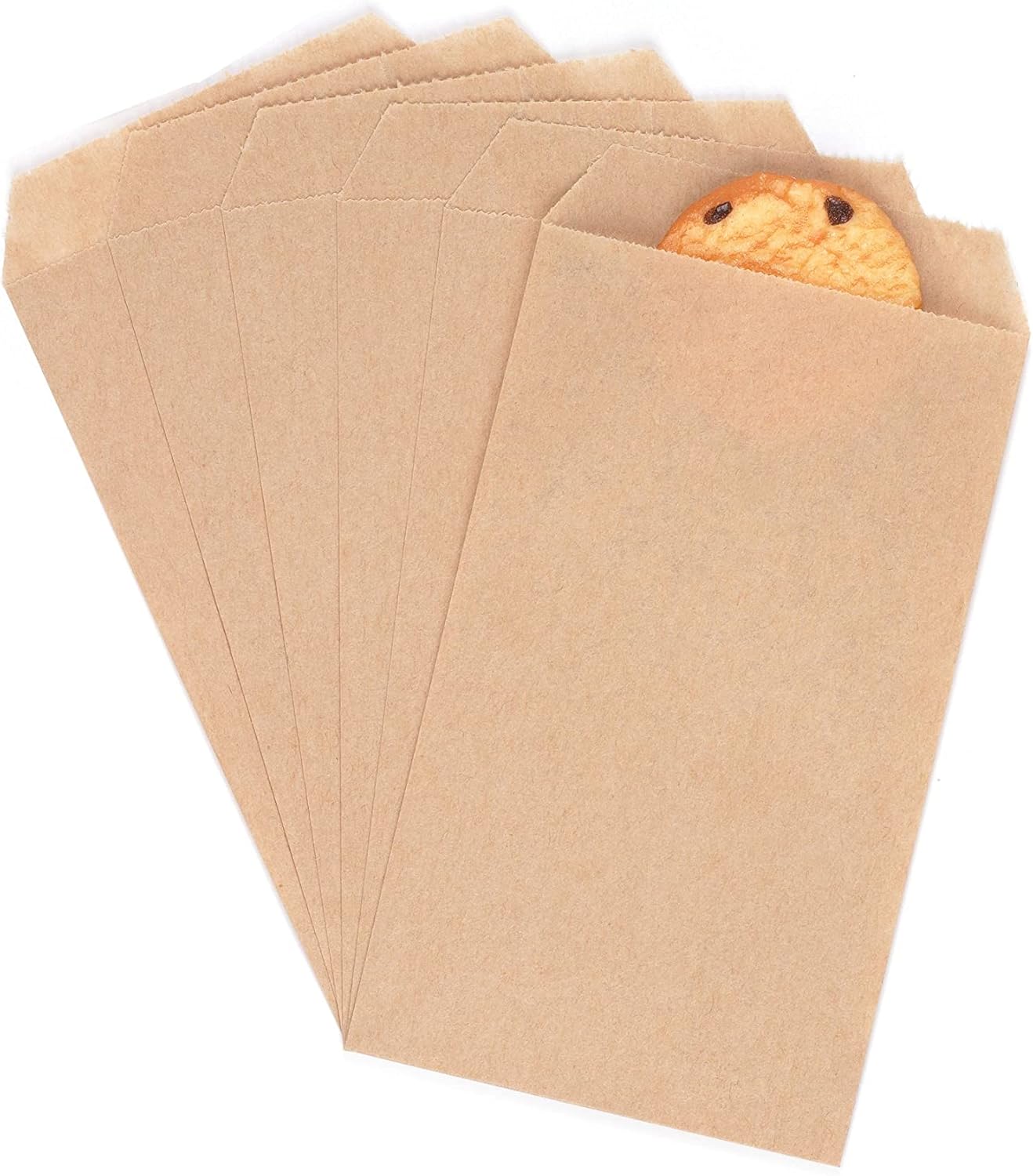 Quotidian Brown Flat Mini Greaseproof Kraft Paper Envelope Bags 2 3/4" x 4 1/2" (7 x 11.5cm) Pack of 100 - Small Treat Candy Wedding Tossing