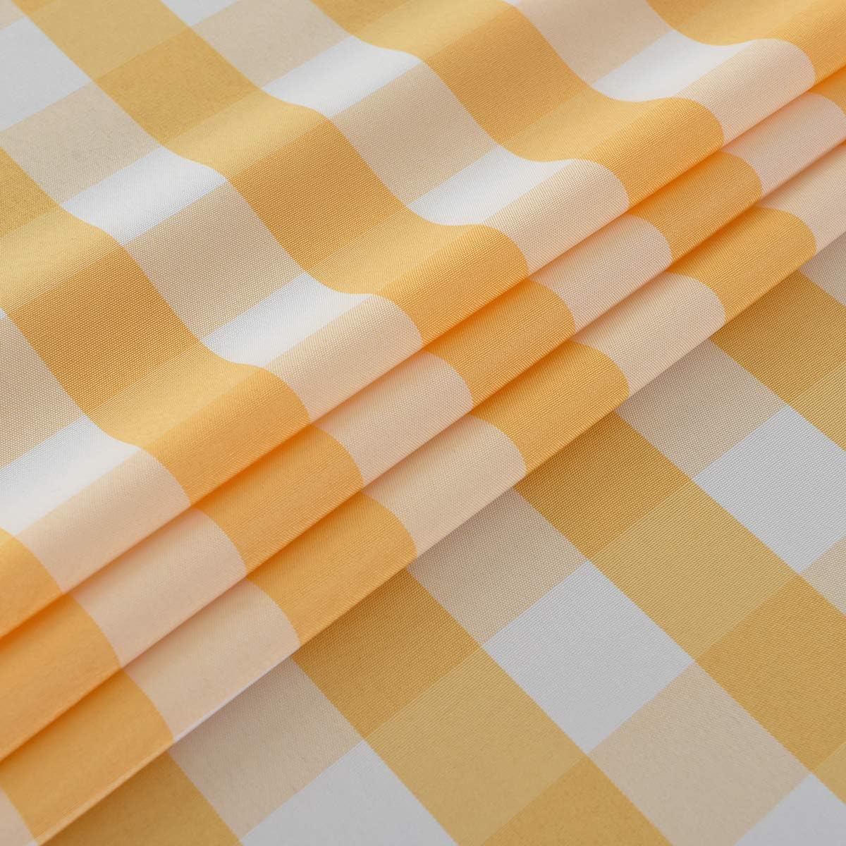 maxmill Checkered Square Tablecloth Stain Resistant Waterproof and Wrinkle Resistant Washable Heavy Weight Soft Table Cloth Gingham for Dining Room and Outdoor Use, 52 x 52 Inch Yellow and White