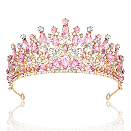 CAVETEE Birthday Crowns for Girls, Pink Tiaras and Crowns for Women and Girls Princess Crown and Tiara for Birthday Queen Parties Pageant Prom
