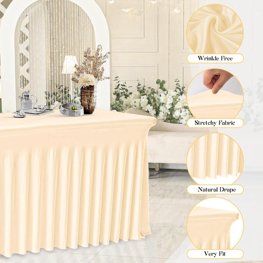 Rectangle Tablecloth, 60 Inch Washable & Wrinkle-Resistant, Bright Silk Cover Smooth Fabric Table Cloth,Waterproof Dining Table Cover for Kitchen, Party, Wedding & Event, Champagne(2Pack)