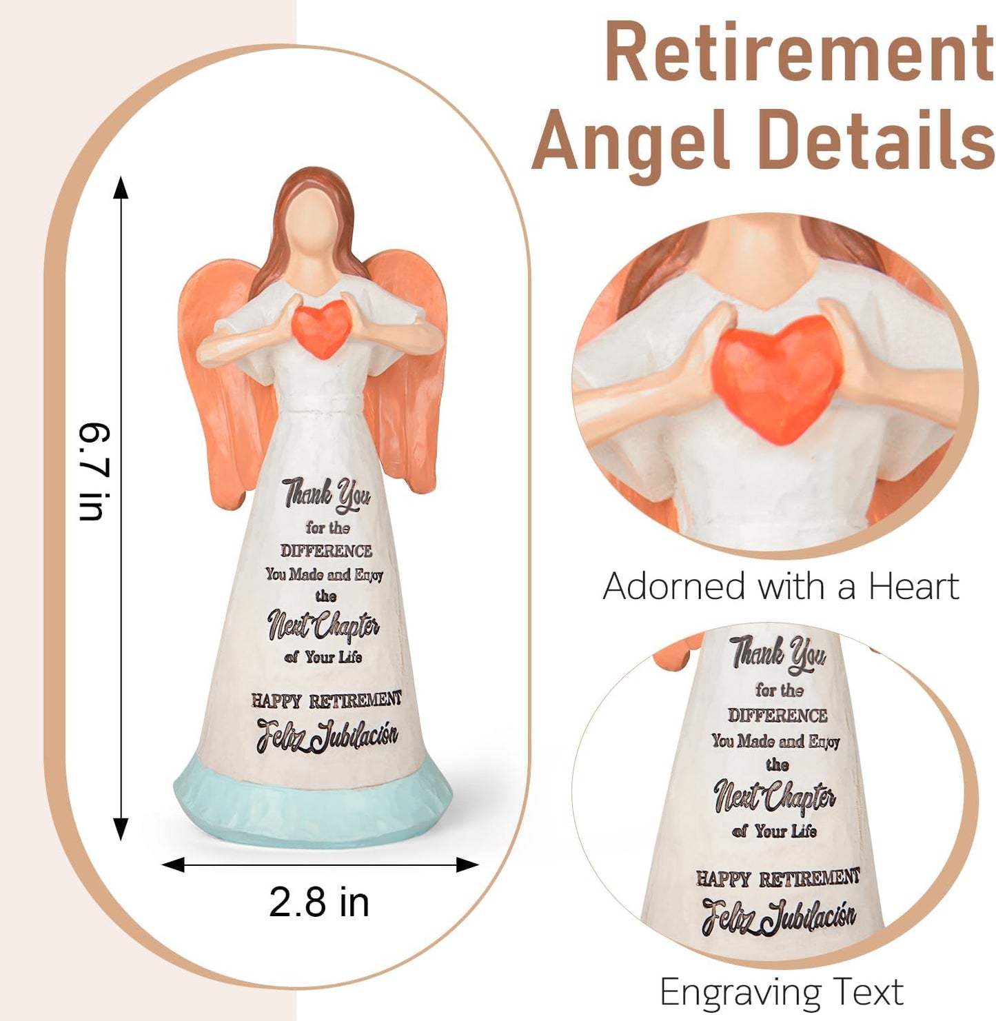 Retirement Gift for Woman 2025- Happy Retirement Gifts for Coworker Teacher Nurses Boss Mom Sister Retirees Women Party Decorations with Angel Figurine Retiring Card