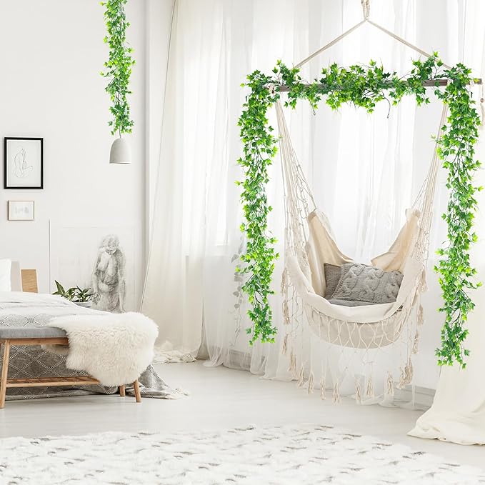 3 Pack Fake Vines Ivy Vines Plante Artificielle Interieur Greenery Garland Bedroom Decor Aesthetic Garland For Room Wall Kitchen Garden Outdoor Bathroom Dorm Wedding Courtyard Party Decorations(Green)