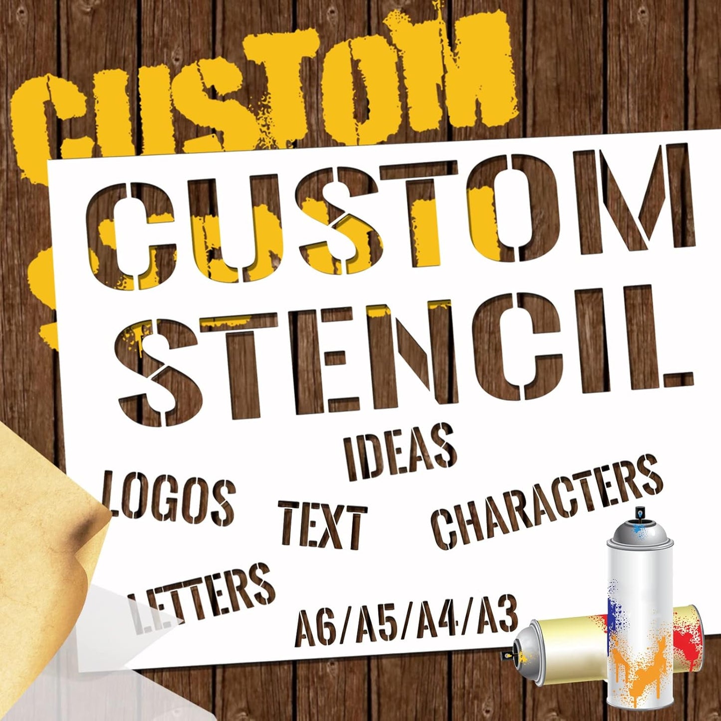 Custom Stencils for Spray Painting, Make Your Own Stencils, Personalized Stencils with Logo/Text, Multi-Use Letter Stencils for Wood Paper Fabric Ceramic Plastic-A5-PVC-5.8 x 8.3 inches