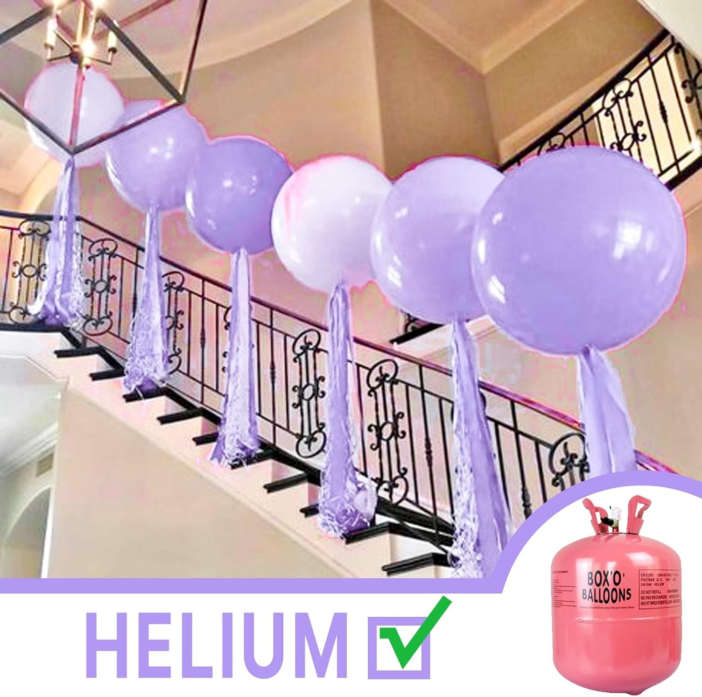 PartyWoo Pastel Purple Balloons 4 pcs 36 Inch Extra Large Big Jumbo Giant Light Pastel Purple Lavender Lilac Latex Helium Balloons for Graduation Baby Shower Birthday Party Decorations Purple-Q10