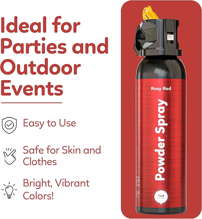 Red Smoke Bomb Powder Cannon Gender Reveal Fire Extinguisher Biodegradable| Launches 25ft | 10 Second Spray | Holi Color Decorations for Photoshoots, Festivals, Celebrations | TUR Party Supplies