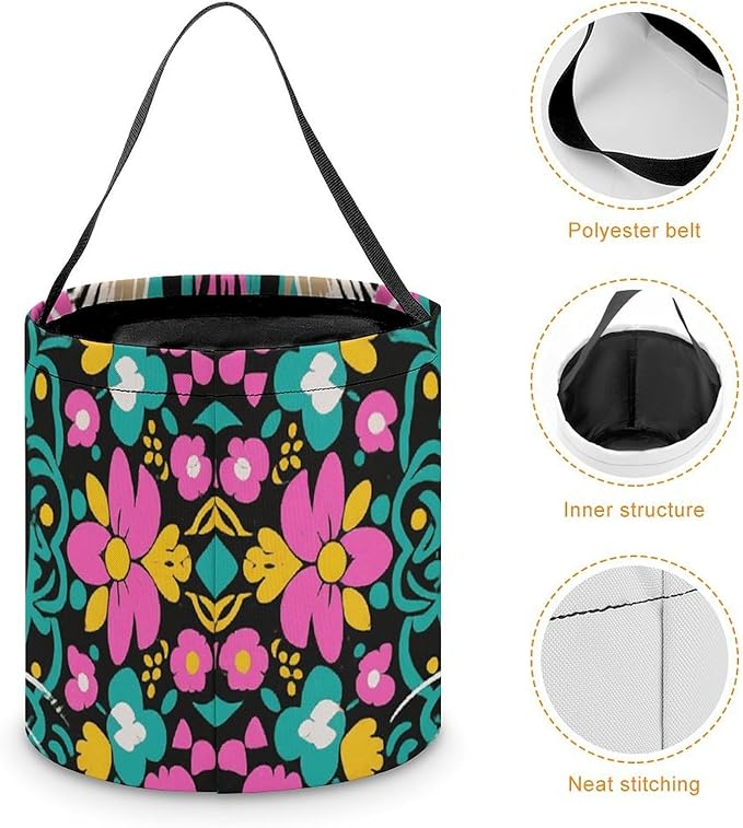 Halloween Candy Bucket - Exotic Cat Pattern Trick Or Treat Candy Bag, Gift Bag for Party Favor Supplies