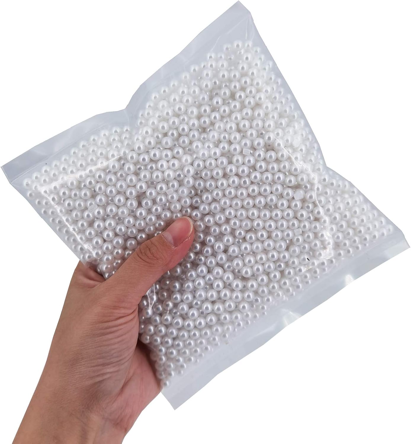 INSPIRELLE 2600pcs White Undrilled ABS Art Faux Pearls for Vase Fillers, 6mm No Hole Makeup Beads to Hold Brush Eyeline, Imitation Round Pearl Beads for Table Scatter Home Wedding Decoration
