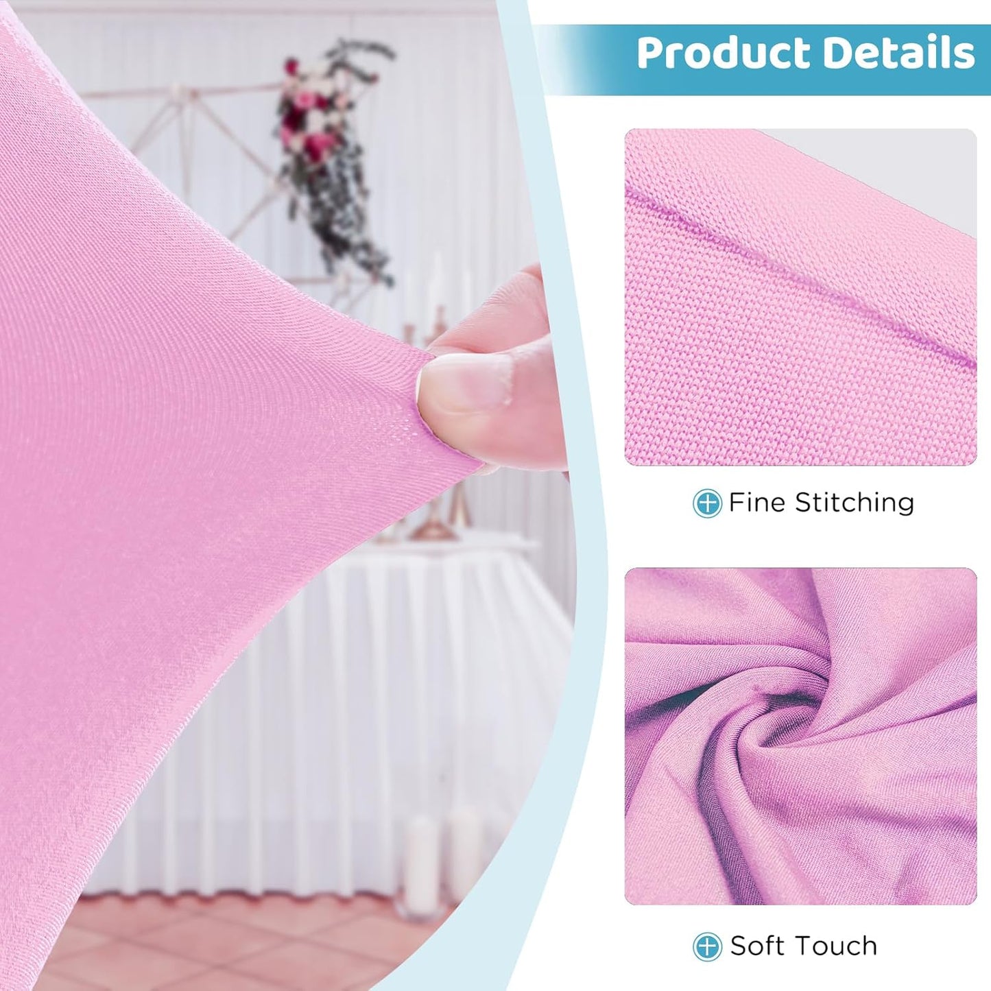 Table Skirts for 8ft Rectangle Tables - 1PCS Pink Table Covers for 8 Foot Tables, Wrinkle Resistant Ruffles Elastic Table Cloths and Table Skirt for Banquets/Weddings/Parties/Birthday