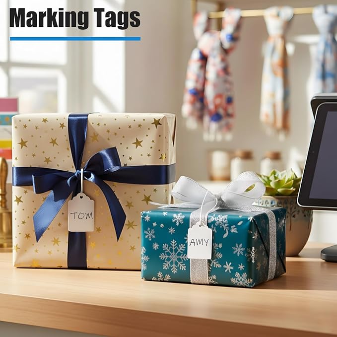 Brothersbox Price Tags with String Attached, 1000pcs White Marking Merchandise Strung Writable Label Hang Tags for Pricing Gift Jewelry Clothing Yard Sale Garage Supplies 1.75 x 1.093 inch