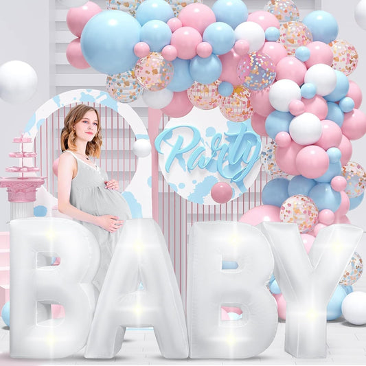 7.2FT Baby Shower Decorations Inflatable Baby Light Up Marquee Letters Decor for Girl Boy Large Baby Letter for Baby Shower Gender Reveal Party Birthday Decorations