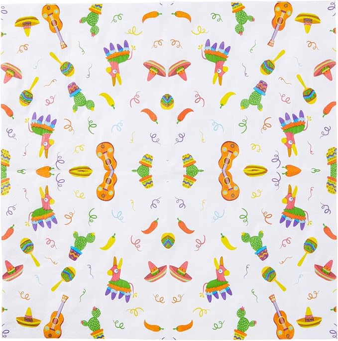 150 Pack Fiesta Napkins for Cinco de Mayo, Mexican Party Decorations (White, 6.5 In)