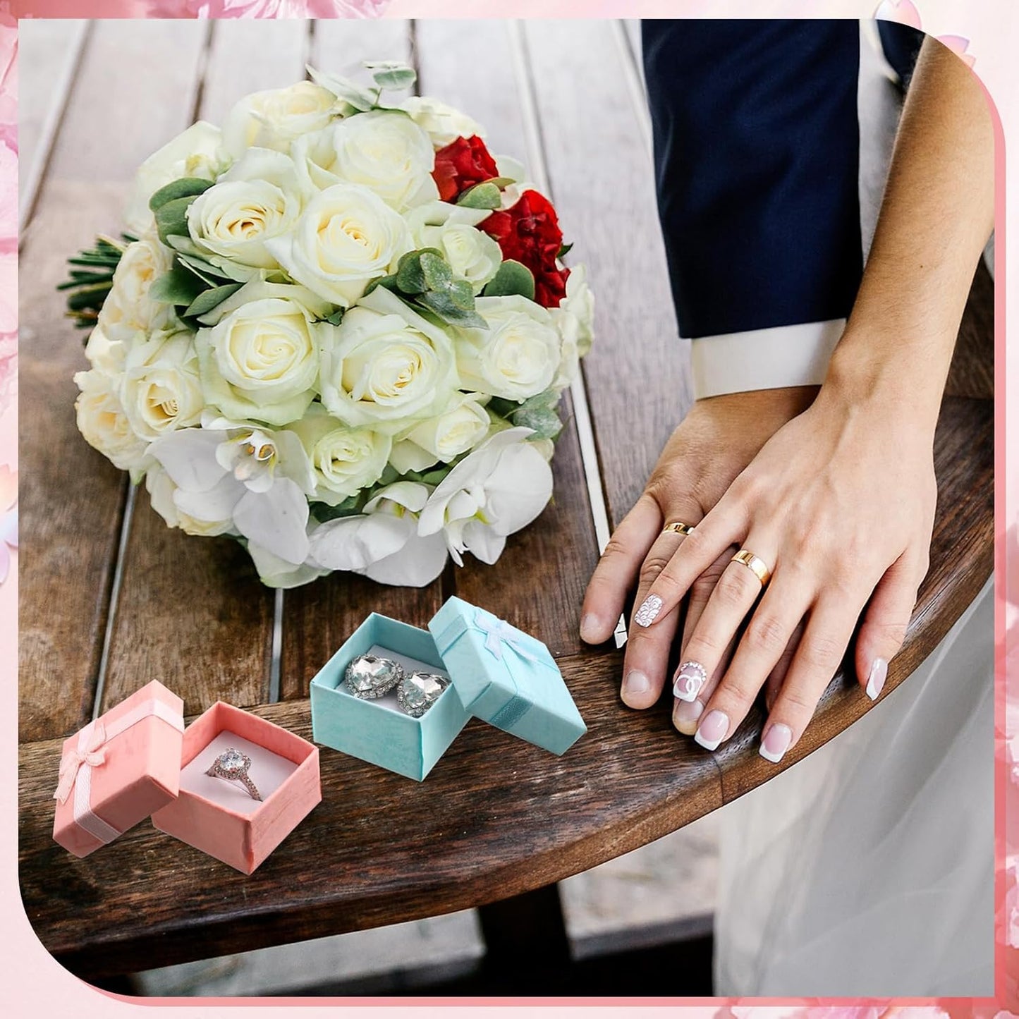 72 Pcs Ring Boxes 1.6 x 1.6 In Hard Cardboard Jewelry Box with Ribbon Bow Small Jewelry Gift Cases for Small Business(Stylish Color)