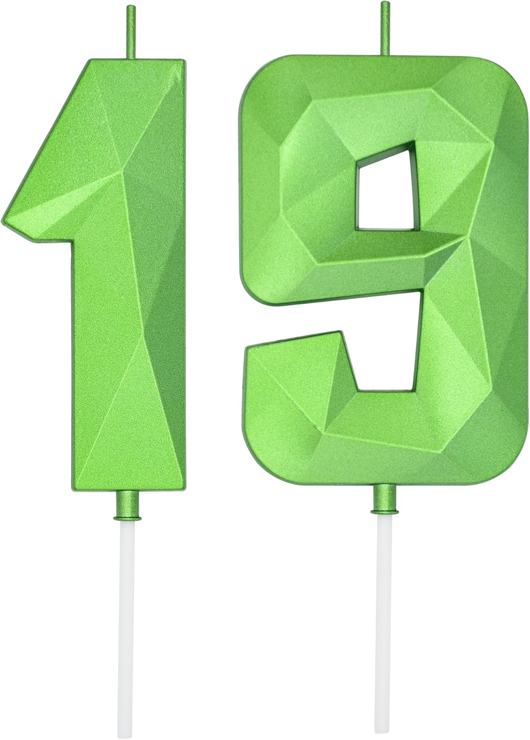 DERVENTA Large Birthday Candle Number 3D Green 3.7 inch Party Celebration Anniversary Decoration Cake Topper 1 Piece (Number 19 Green)