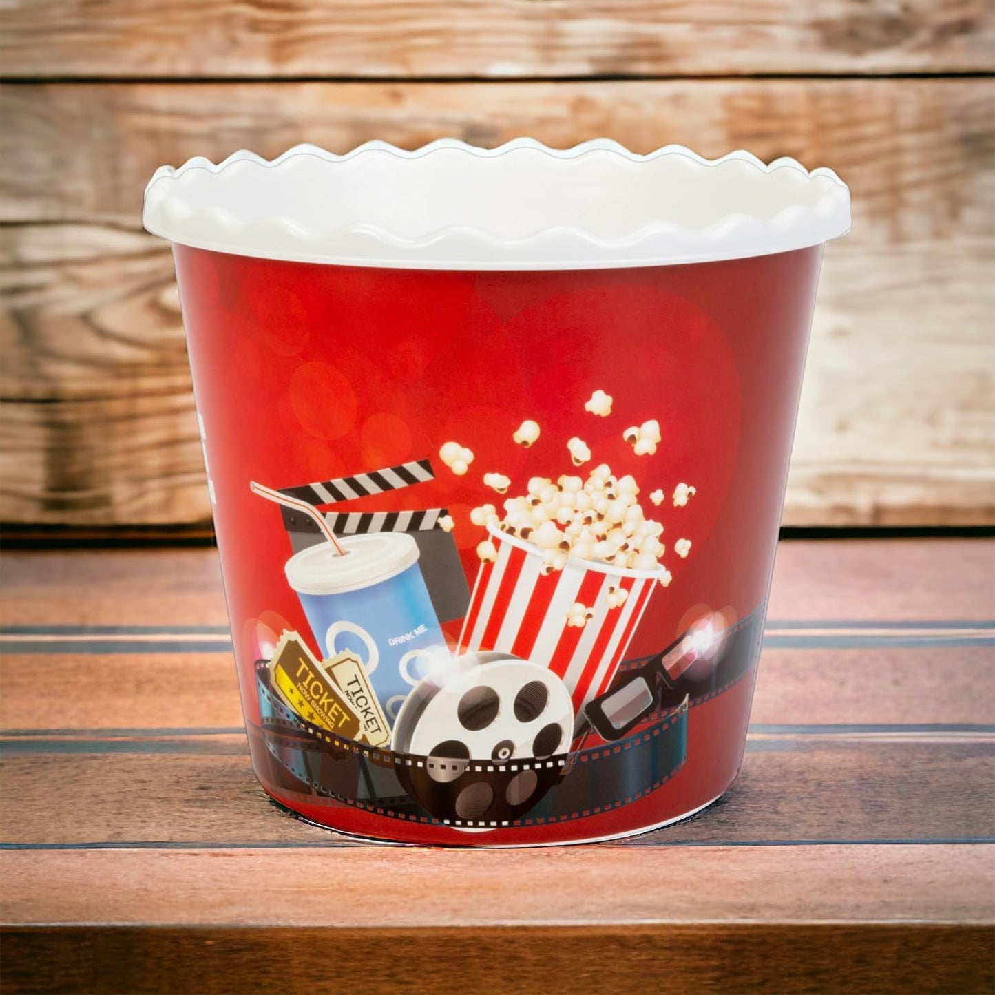 Modern Style Reusable Plastic Popcorn Box/Popcorn Containers/Popcorn Bowls Set for Movie Theater Night - (BPA Free - 4 Pack - 75 oz) (Popcorn Mix G)