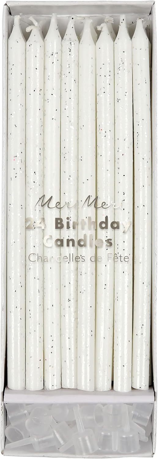 Meri Meri Glitter Birthday Candles (Pack of 24), 5.75" Tall, Unscented Meri Meri Candles