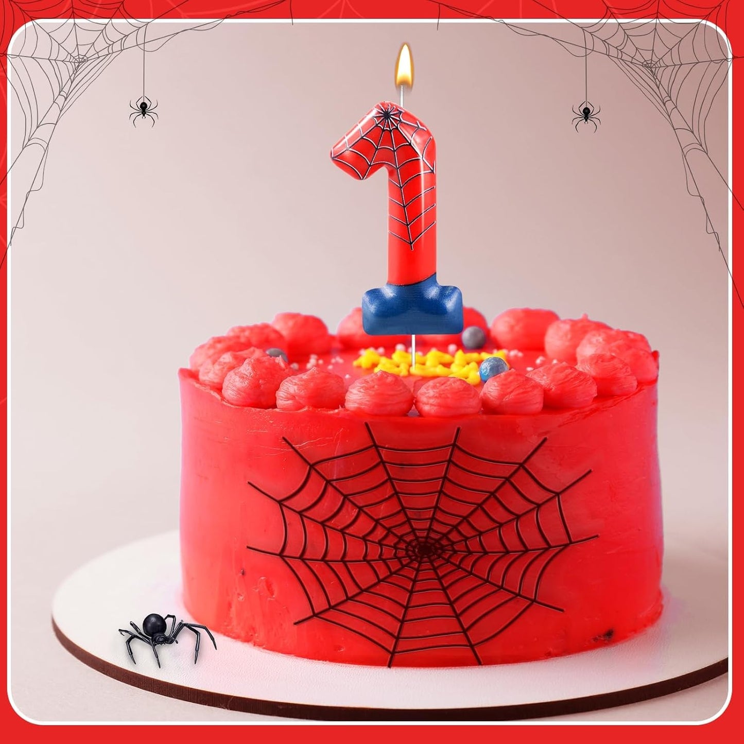 Spider Themed Birthday Candles Number 1 Candle Birthday Cake Candles Party Decoration Cake Topper for Spider Party Decoration Theme Party Supplies (Number 1)