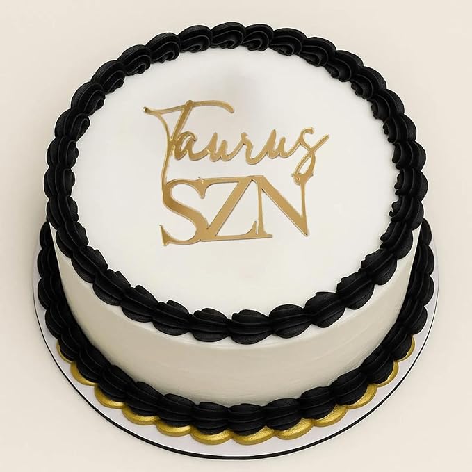 Taurus Season Cake Toppers,Acrylic Gold Taurus Birthday Decorations,Zodiac April May Birthday Party Decor for Horoscope Astrology Birthday Party Cake Decorations Supplies