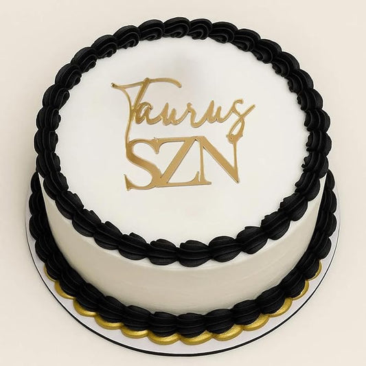Taurus Season Cake Toppers,Acrylic Gold Taurus Birthday Decorations,Zodiac April May Birthday Party Decor for Horoscope Astrology Birthday Party Cake Decorations Supplies