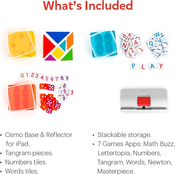 Osmo Genius Starter Kit - 7 Educational iPad Games for Spelling & Math, Ages 6-10