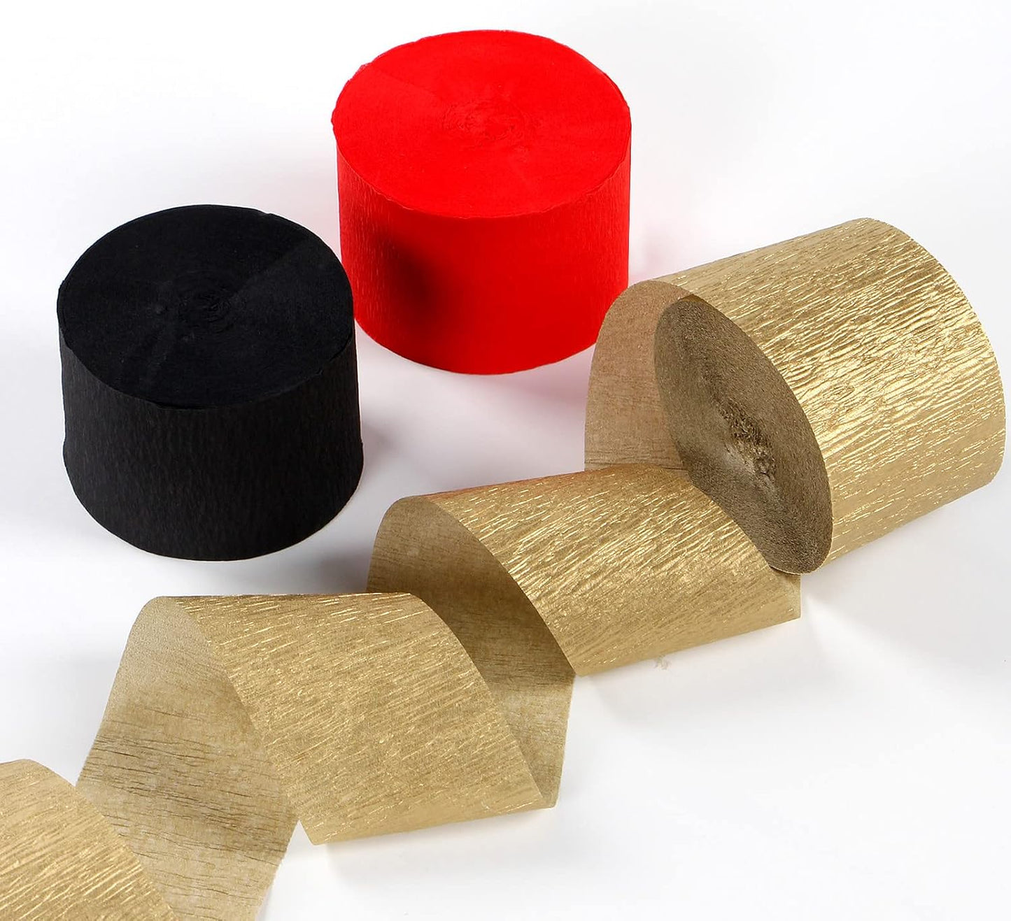 Red-Black Gold Casino-Theme Party-Decorations Streamers - 9 Rolls Graduation Wedding Birthday Baby Bridal Shower Crepe Tissue Paper Streamer Garland Decor Panduola