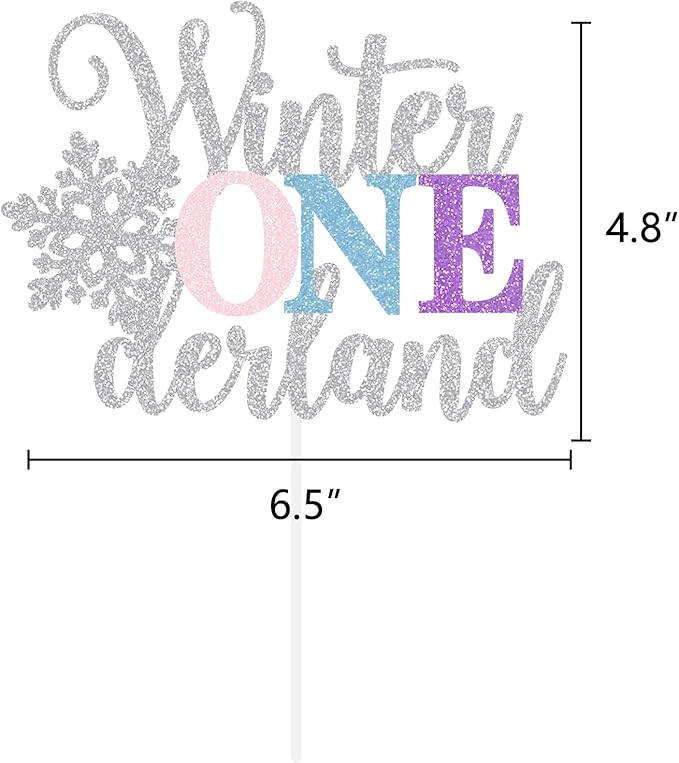 Winter Onederland Cake Topper Snowflake First Birthday Party Decoration Baby Holiday Supplies Pink Blue Purple