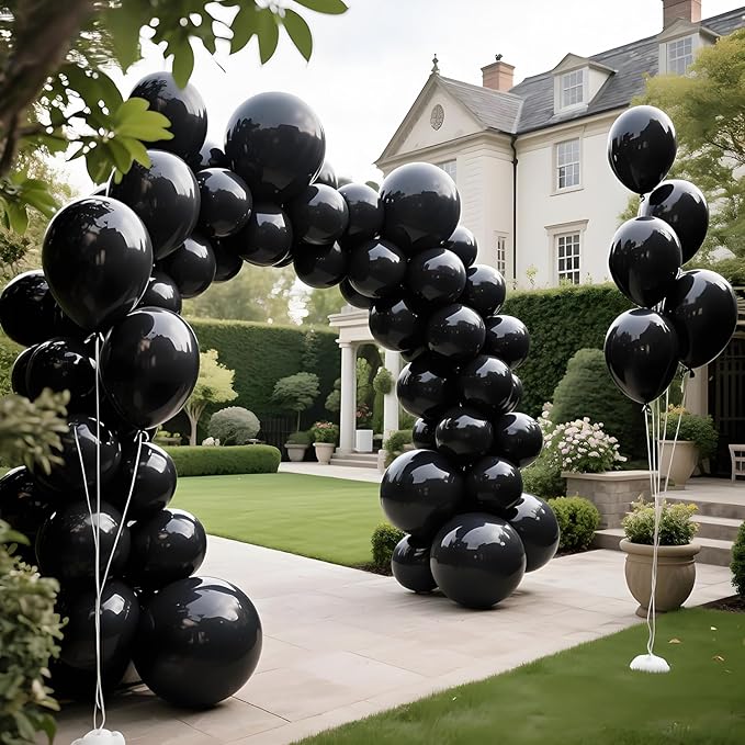 KAWKALSH Black Balloon 110pcs, 12 Inch Thickened Latex Party Balloons Helium Bright Color for Birthday Baby Shower Wedding Party Supplies Arch Garland Decoration