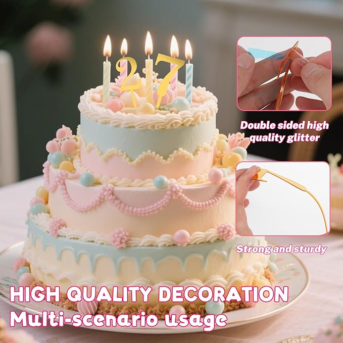 20PCS 0-9 Number For Cake Topper, Shiny Gold Acrylic Cake Topper, Freely Match Acrylic Numbers Suitable for Birthdays, Parties, Weddings, Anniversaries