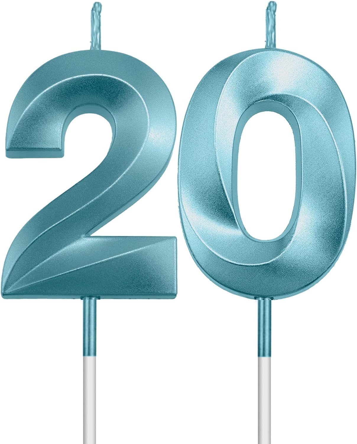20th Birthday Cake Topper, Blue 20 Birthday Candle, 2 0 Candles 20th Birthday Cupcake Party Favor Happy Birthday Party Decorations Birthday Candle for Cake Sparklers Birthday Gifts