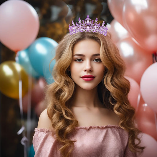 Birtthday Tiara Crown with Sash for Women Birthday Queen Party