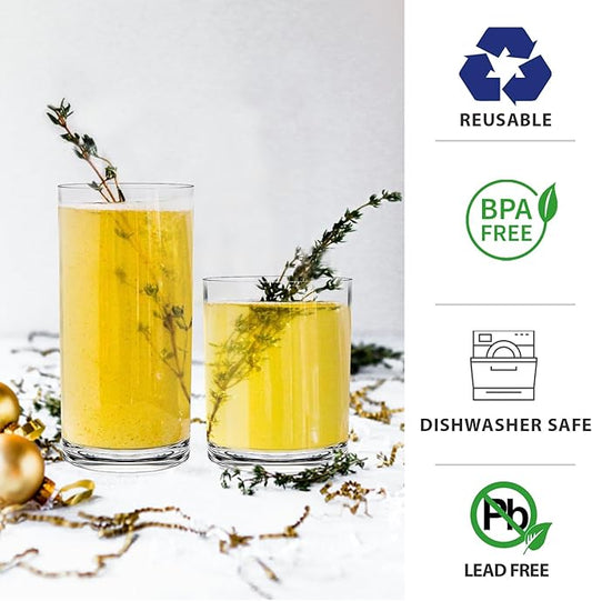 RLWY Acrylic Plastic Drinking Glasses Set of 12 - Unbreakable Tumblers - BPA-Free - Dishwasher-Safe - 6x12oz Lowball & 6x17oz Highball