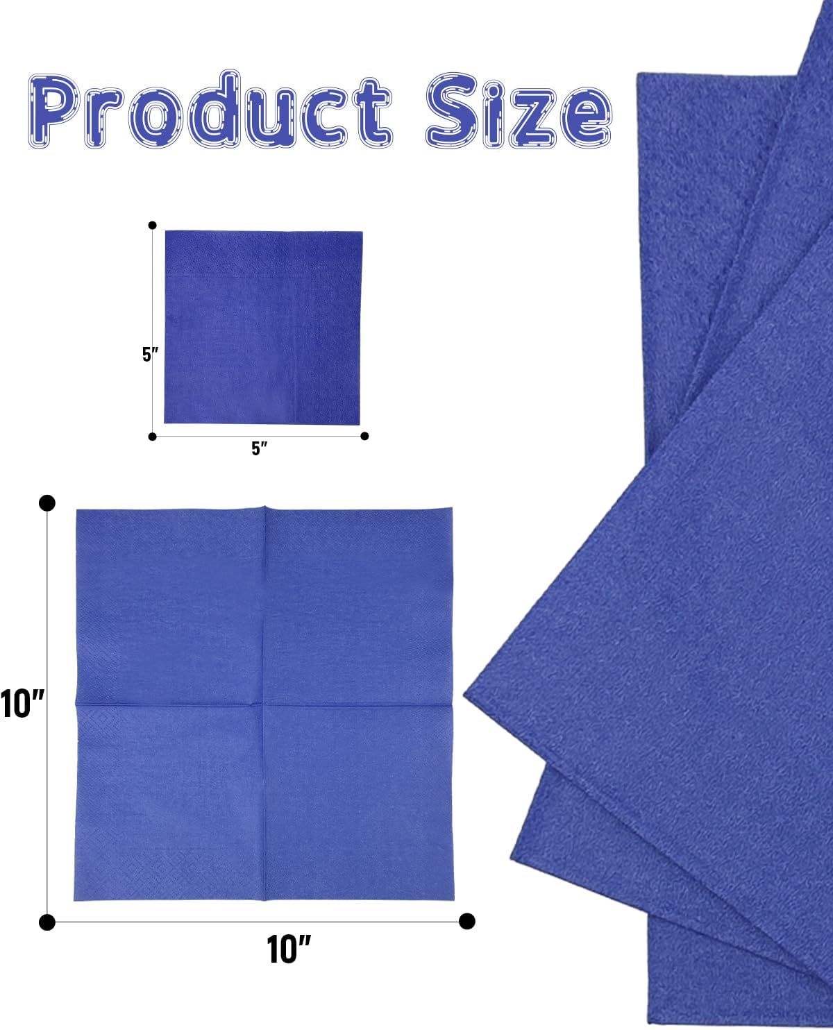 Bluish Blue Cocktail Napkins 5 * 5inch disposable Beverage Napkin paper for Cocktail, Wedding, Dinner，Birthday Party Dessert Wine Paper Napkins（ 120 Count）
